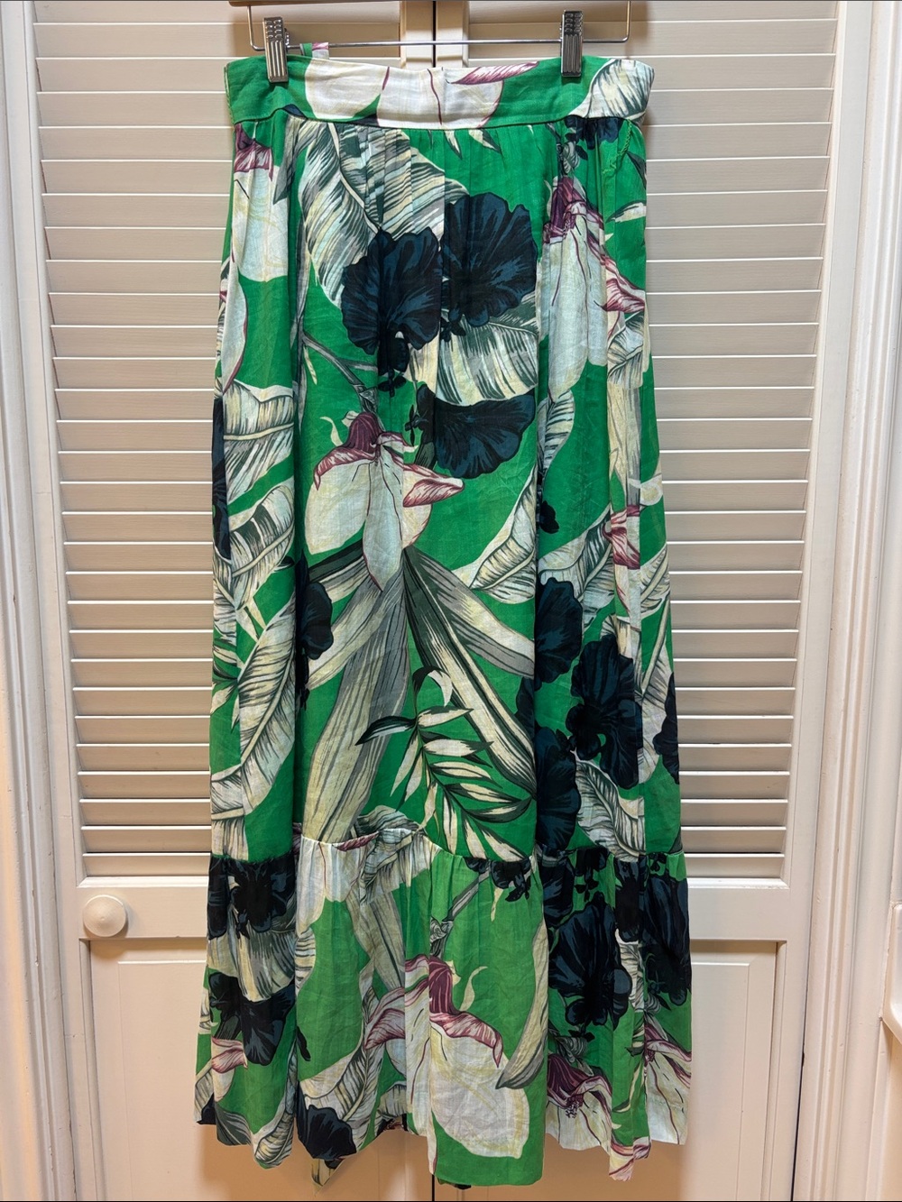 Ann Taylor Green Tropical Floral Maxi Skirt